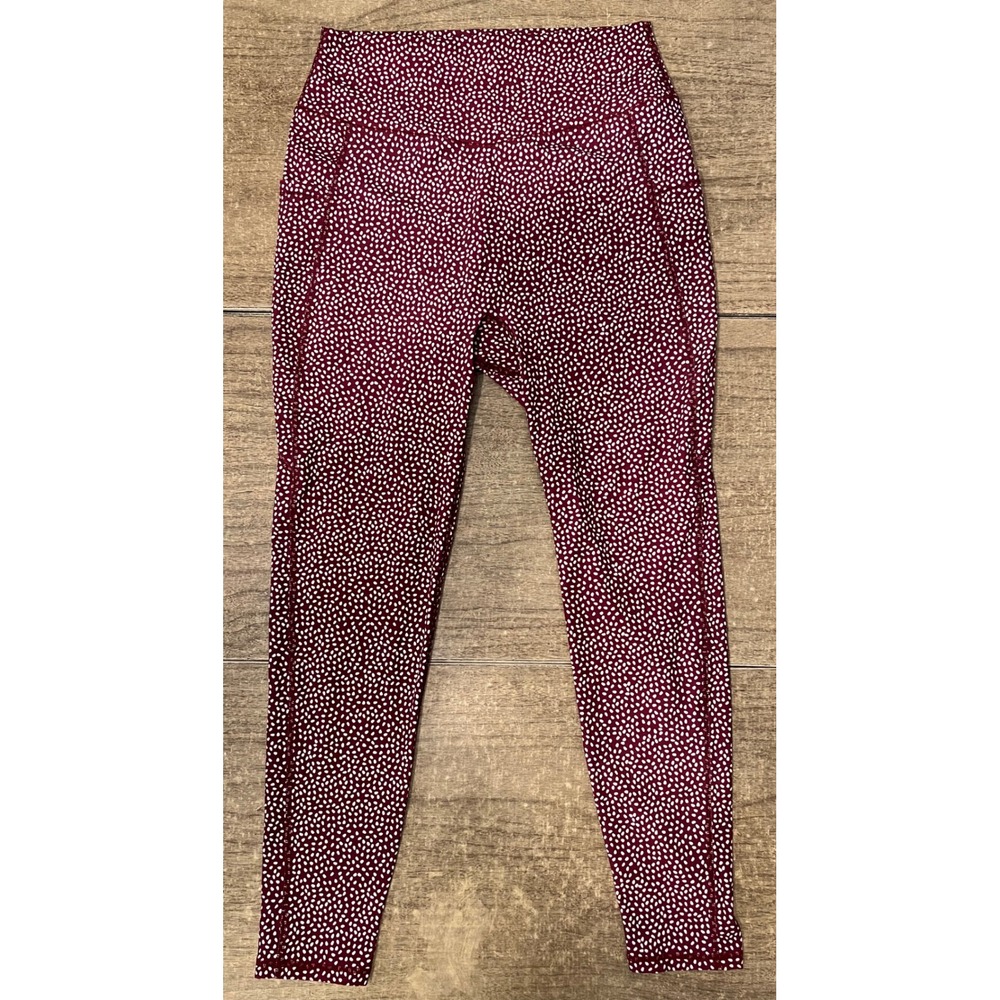 Buff Bunny Legacy‎ Vine Yard Red Bossy Print Athletic Leggings W Pockets SZ XL
